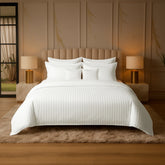8 Pcs Comforter Set IVORY STRIPE ( light weight filling )